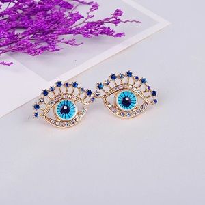 Gold Plated Evil Eye Stud Earrings NEW